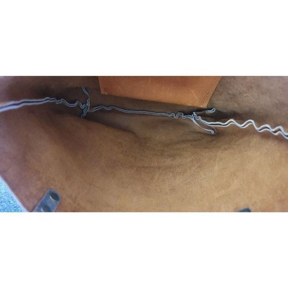 In Blue Brown Rustic Leather Tote Bag - Picture 8 of 11